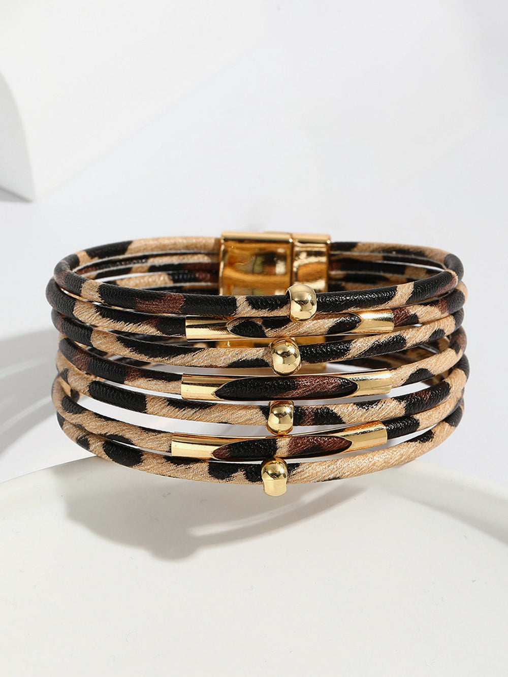 Bracelet à Fermoir Magnétique Imprimé Léopard