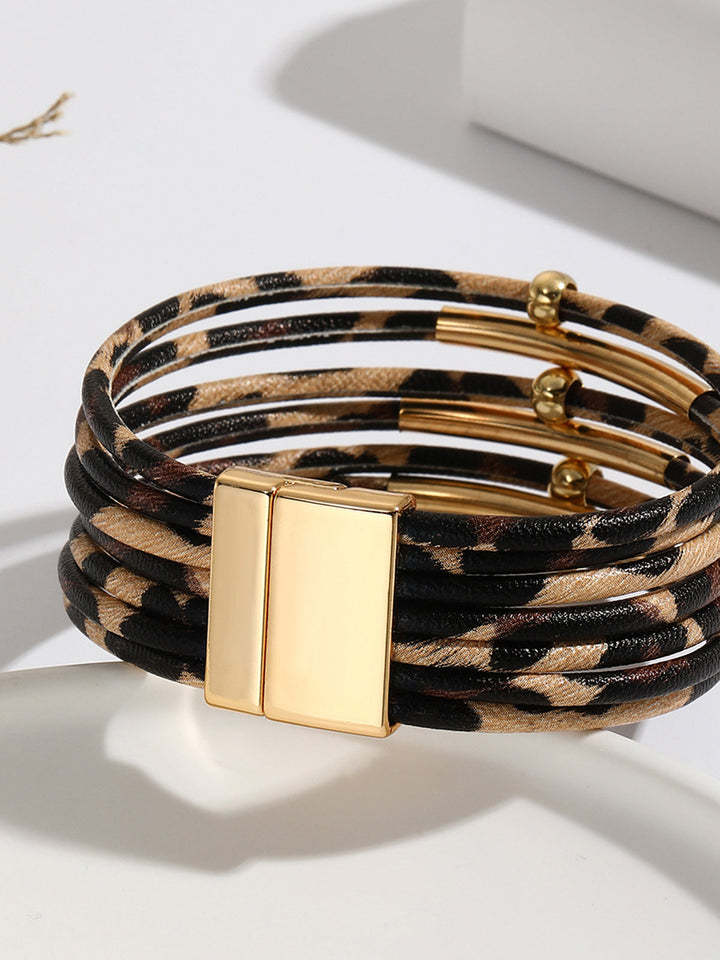 Bracelet à Fermoir Magnétique Imprimé Léopard