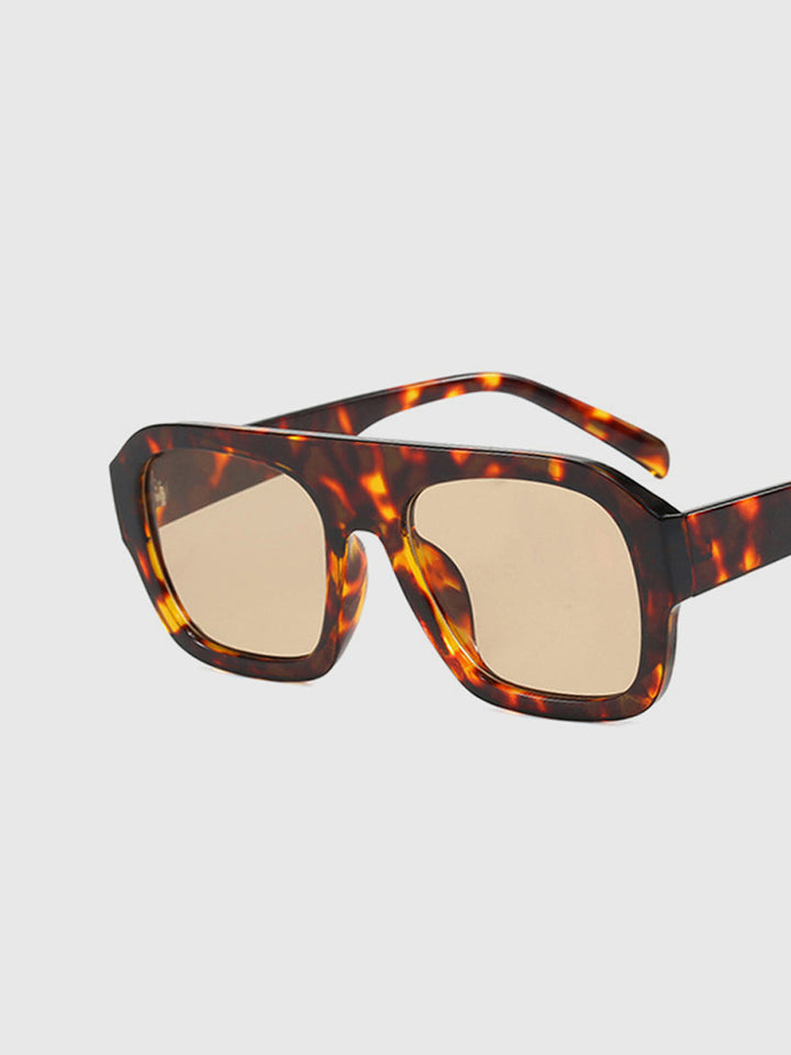 Lunettes de soleil carrées imprimées léopard