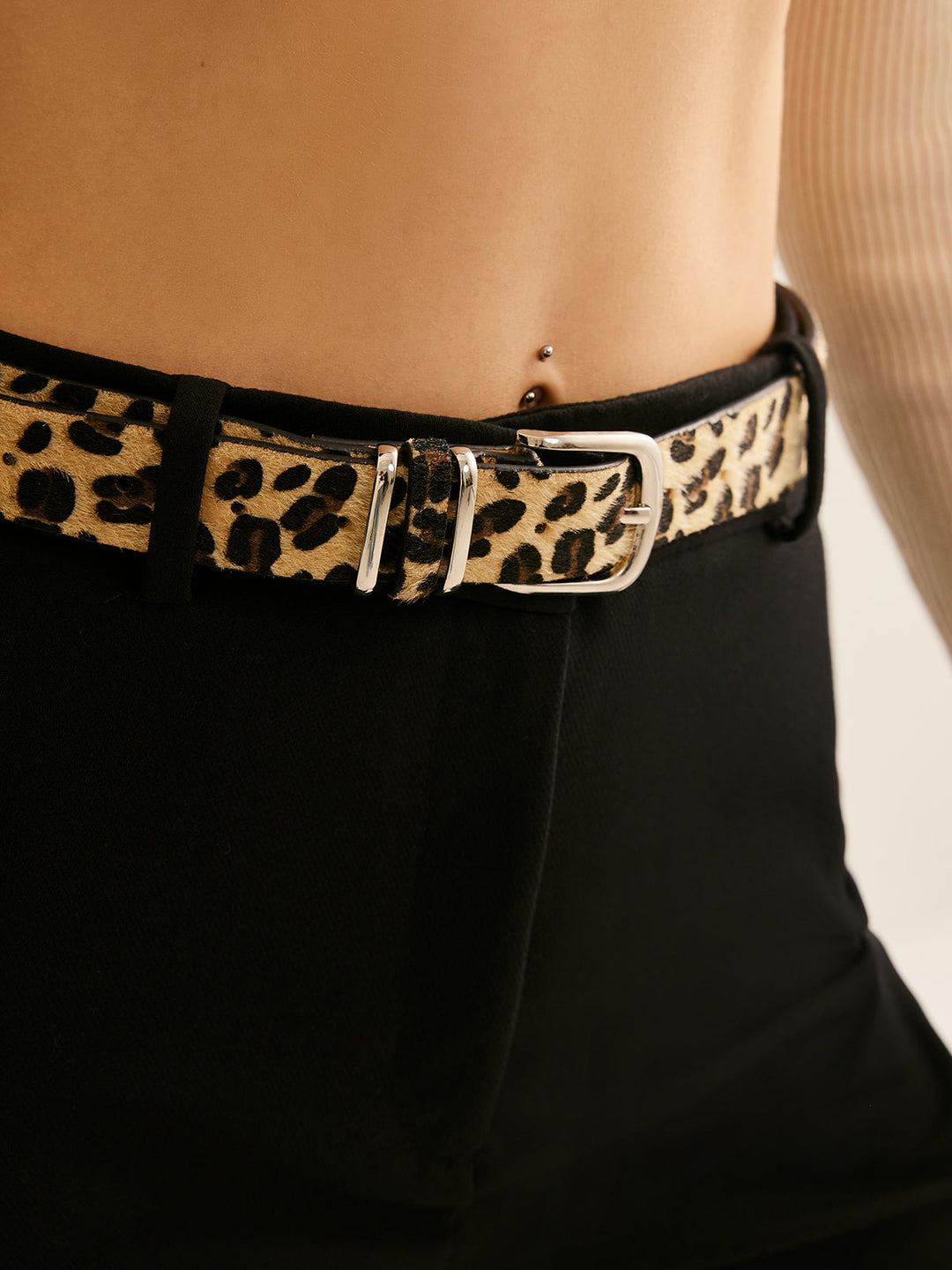 Ceinture à boucle imprimé léopard