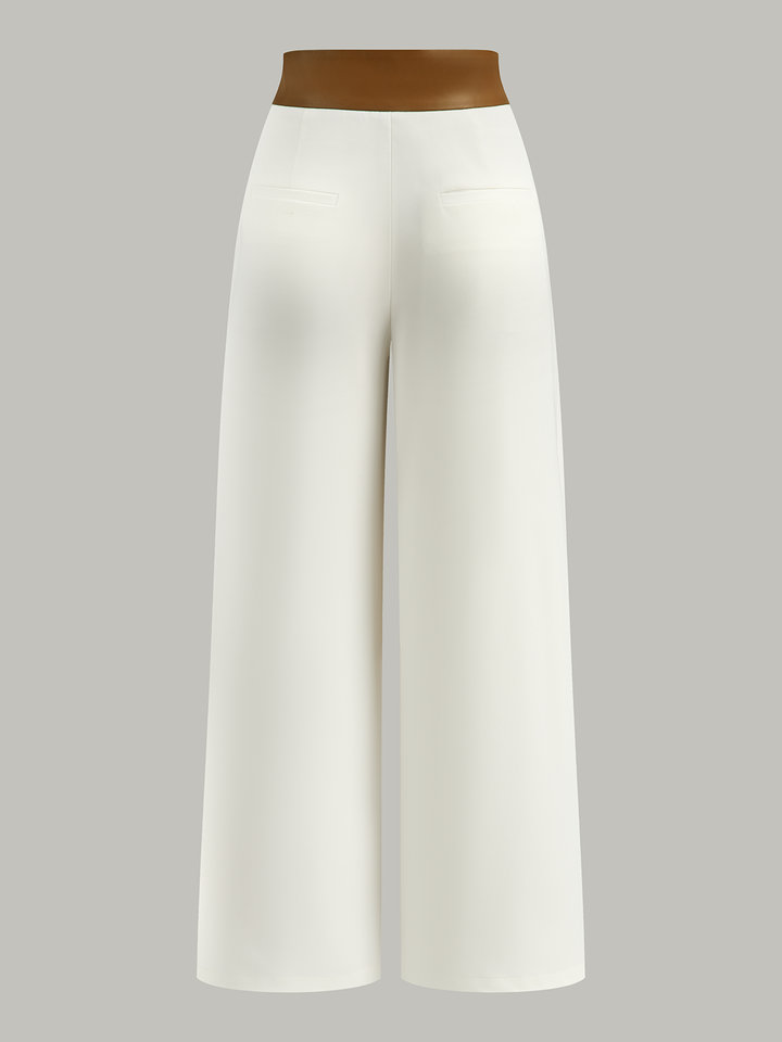 Pantalons Ample en Similicuir Bicolore