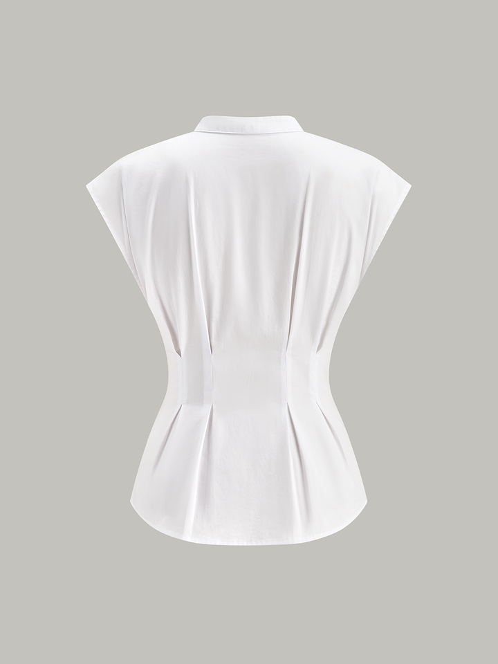 Chemise Péplum à Manches Courtes et Col Mandarin
