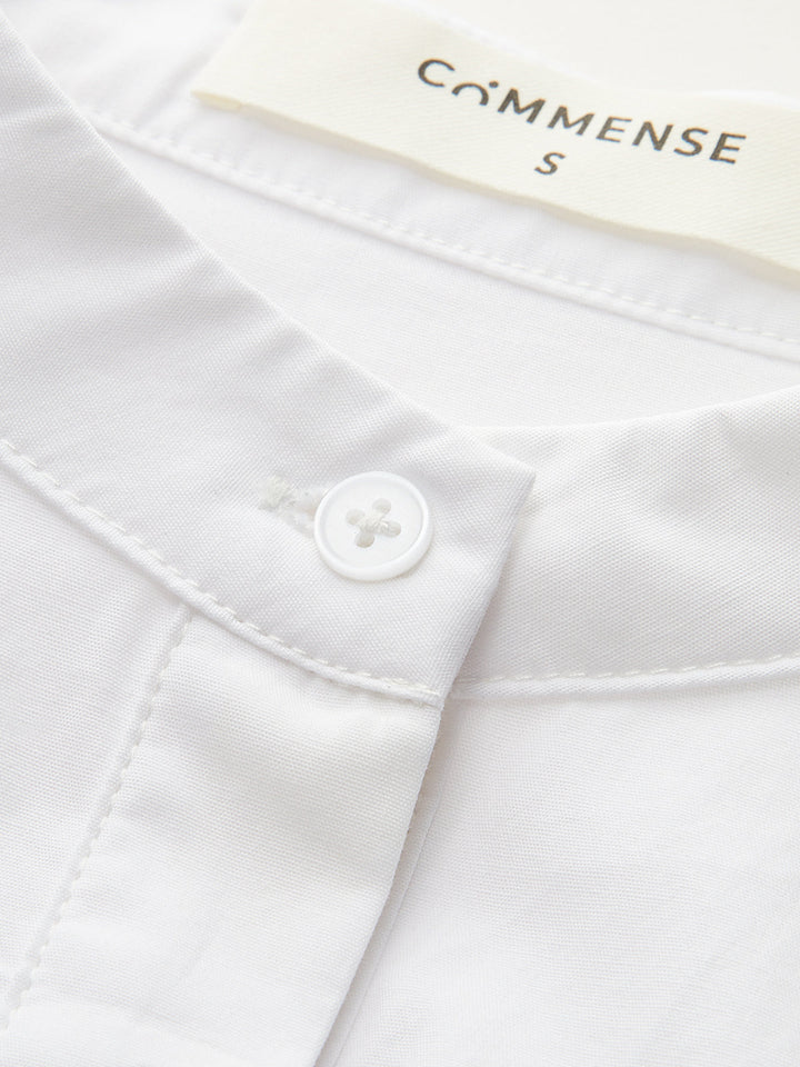 Chemise Péplum à Manches Courtes et Col Mandarin