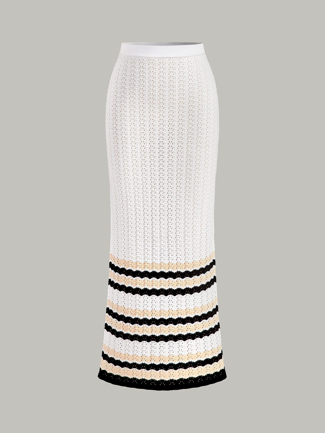 Jupe Longue Maille à Ourlet Rayé