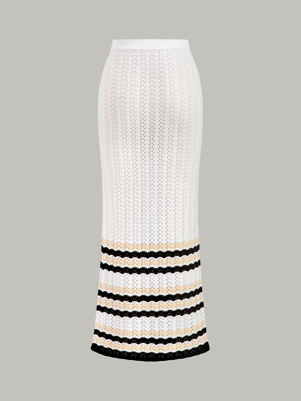 Jupe Longue Maille à Ourlet Rayé