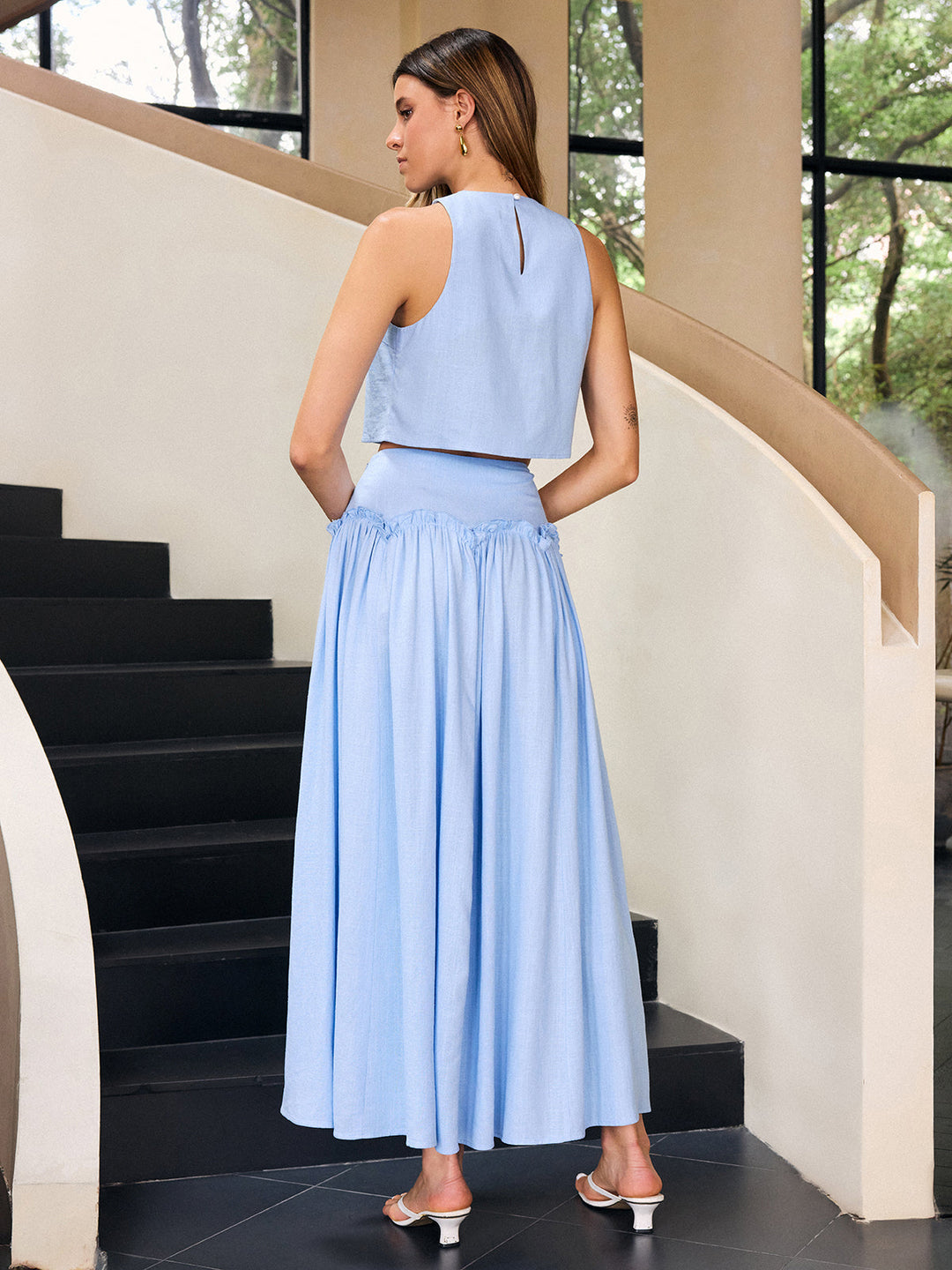 Ensemble Jupe Longue Volants Lin & Coton