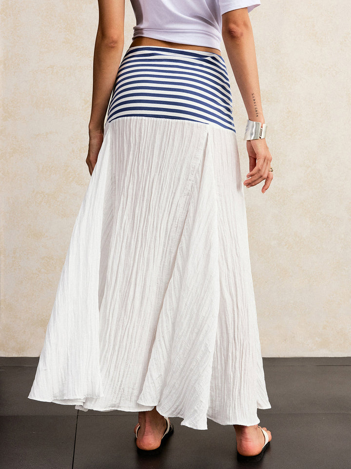 Jupe Maxi à Taille Élastique à Rayures