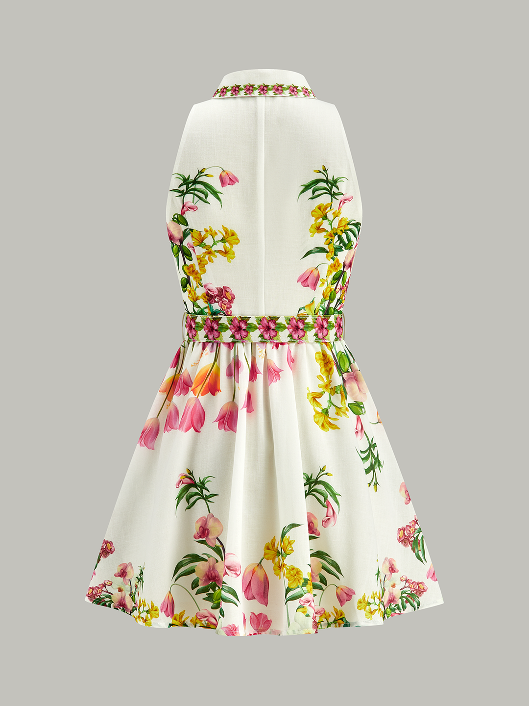 Robe Courte Ceinturée à Imprimé Floral