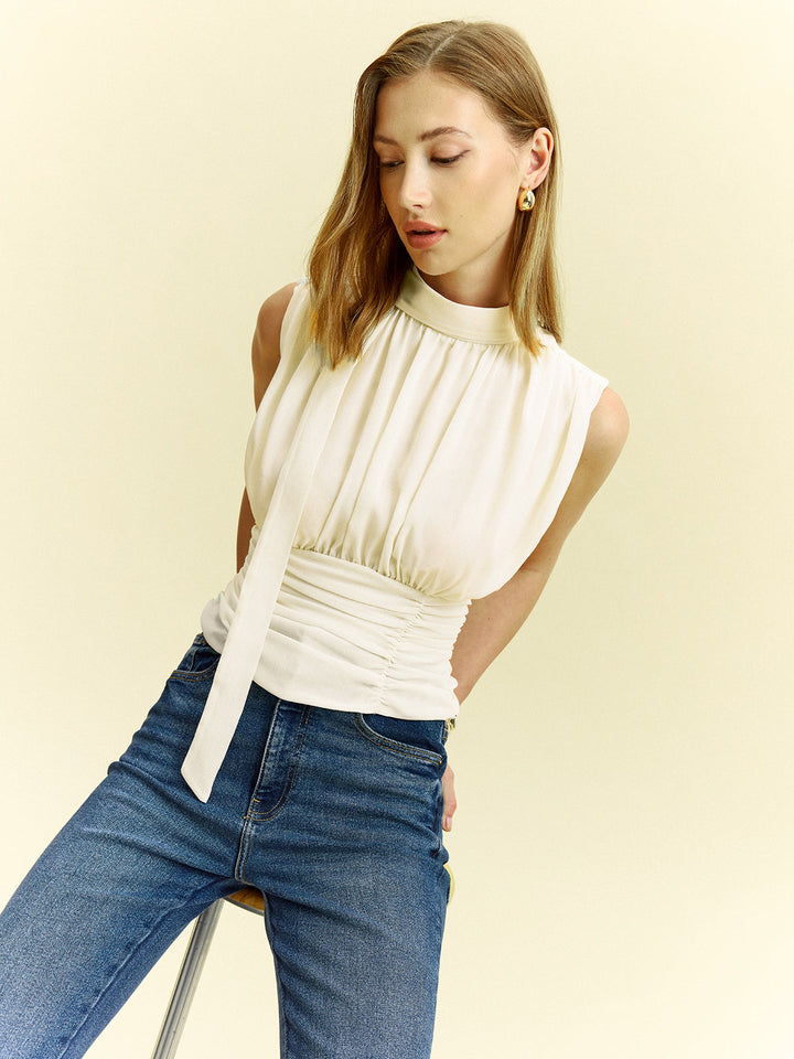 Blouse à Volants et Nœud à la Taille
