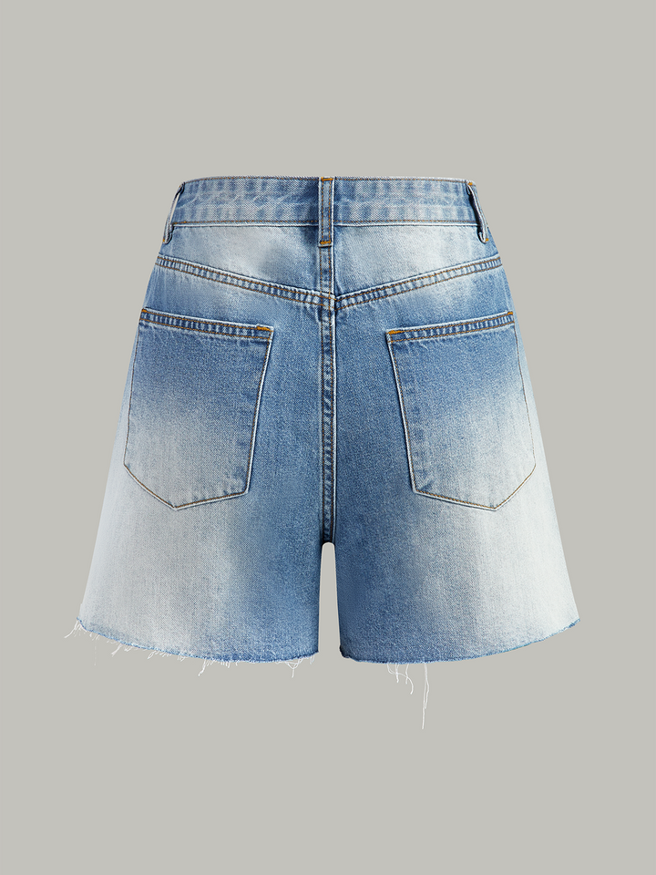Shorts en jean délavé à taille asymétrique