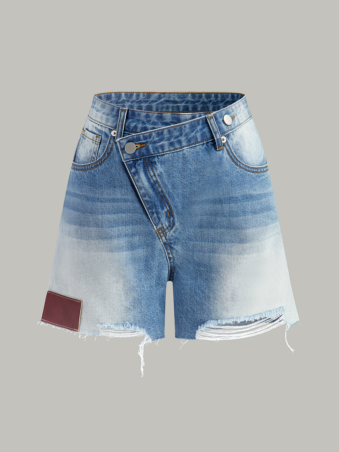 Shorts en jean délavé à taille asymétrique