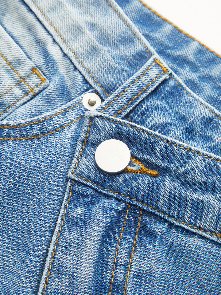 Shorts en jean délavé à taille asymétrique