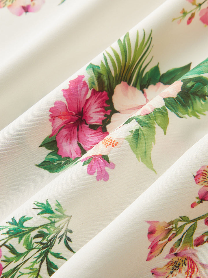 Robe mi-longue ceinturée à imprimé floral