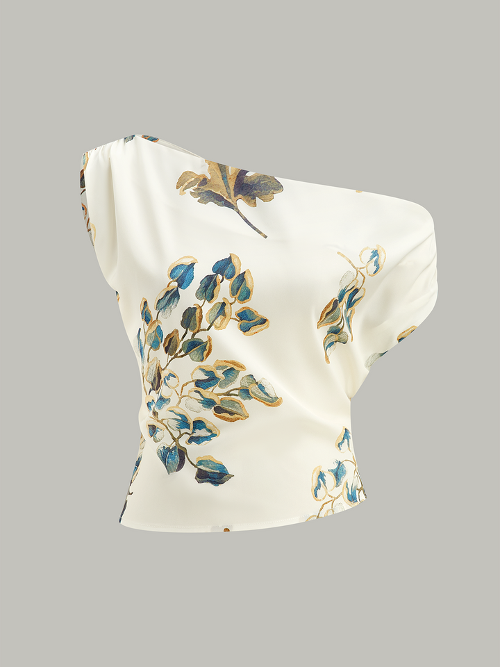 Haut à épaules dénudées à motif floral
