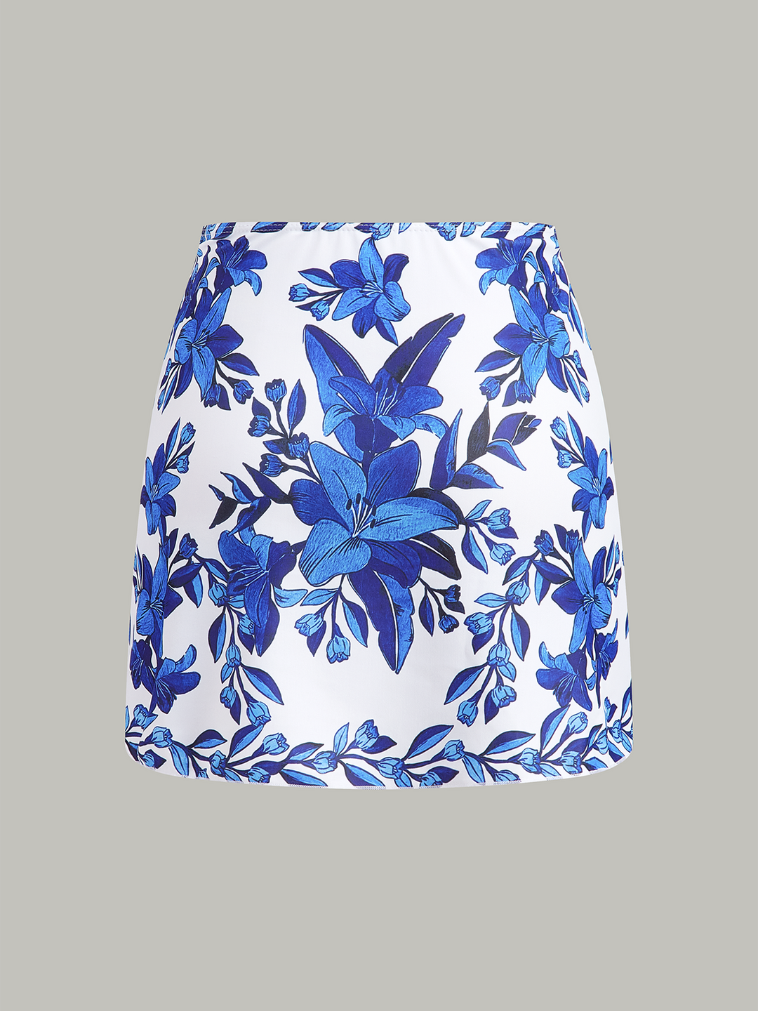 Maillot de bain une-pièce à dos lacé à imprimé floral avec jupe de plage