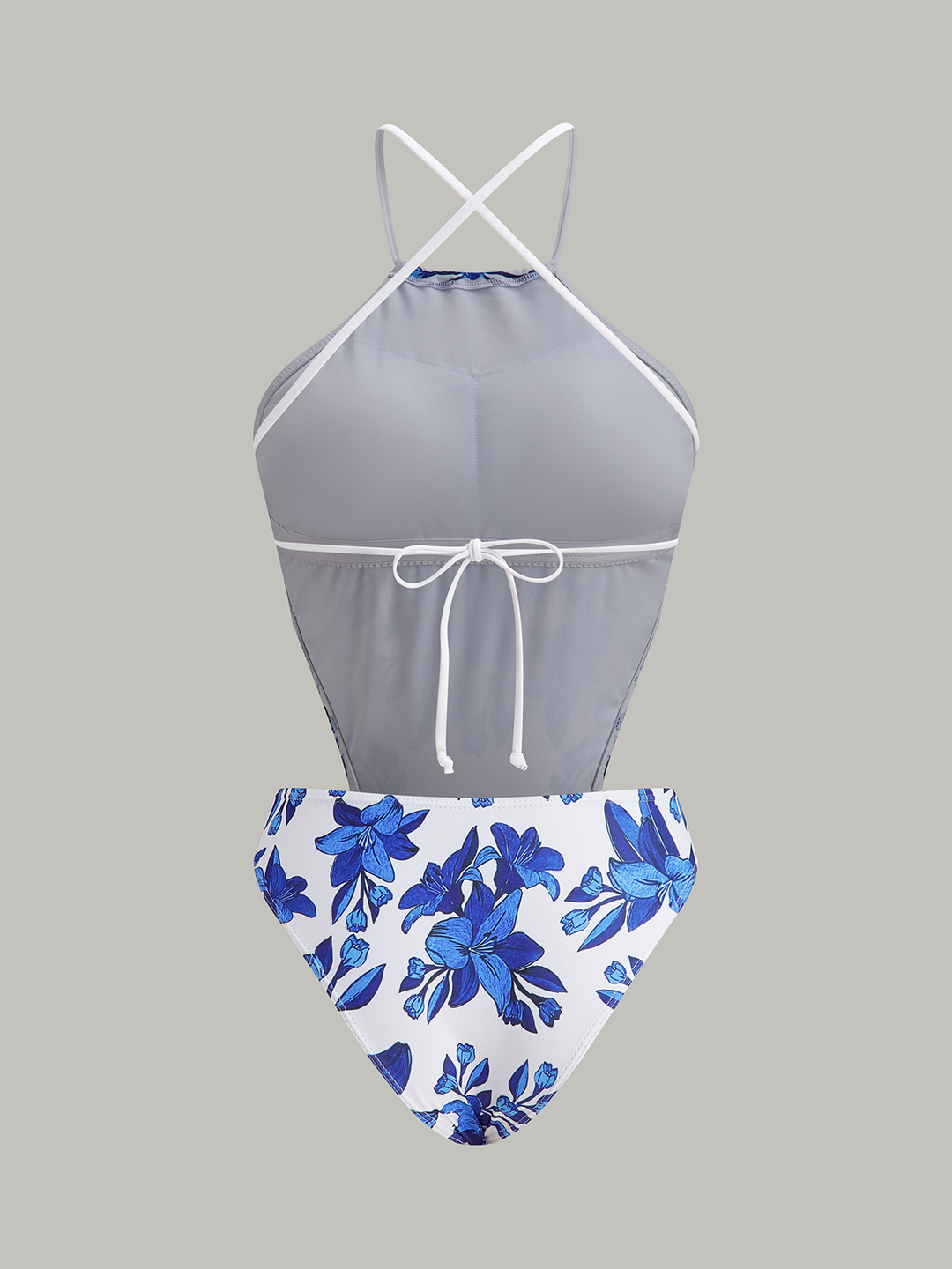Maillot de bain une pièce à dos lacé imprimé floral avec jupe de couverture