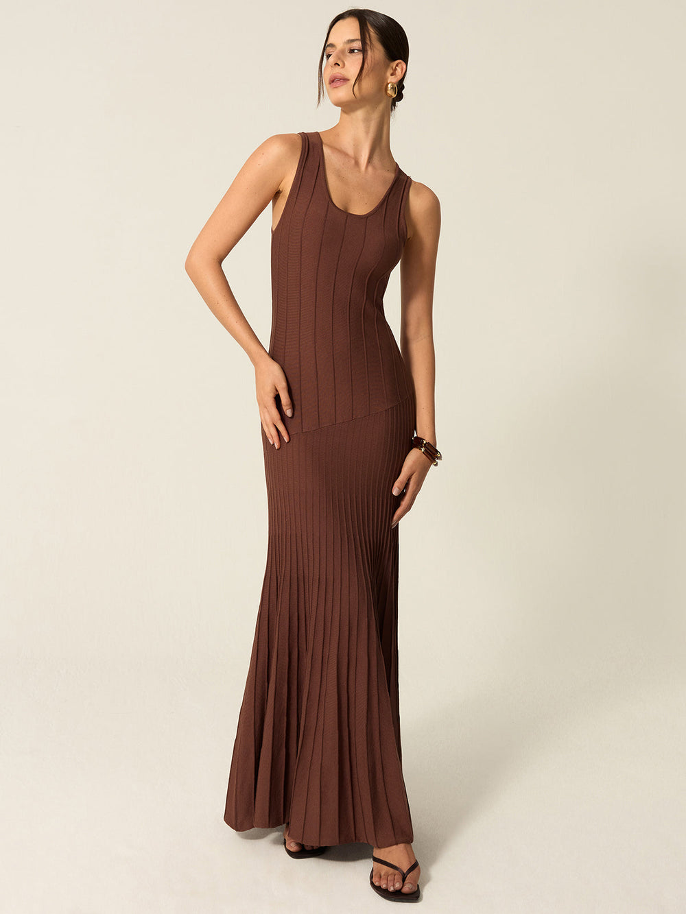 Robe Longue en Maille Côtelée