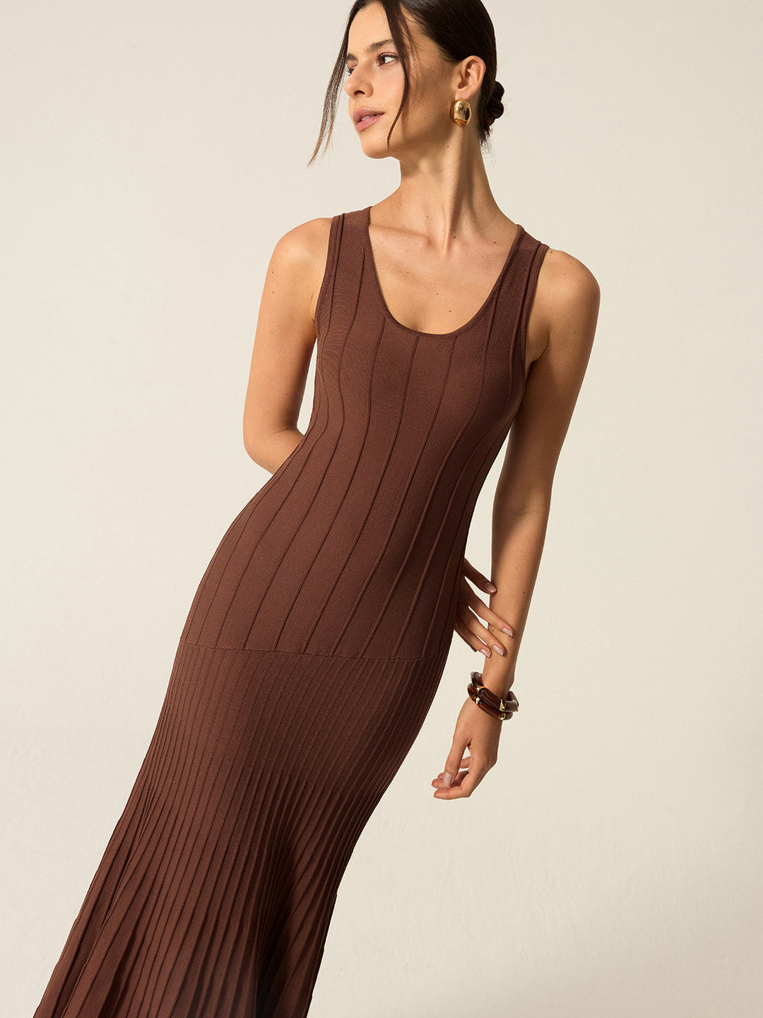 Robe Longue en Maille Côtelée