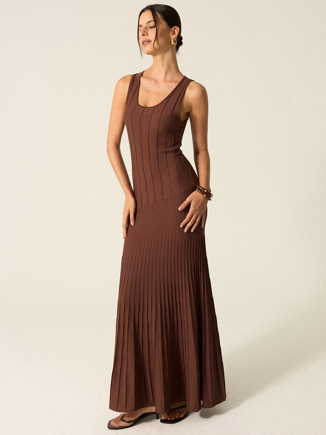 Robe Longue en Maille Côtelée