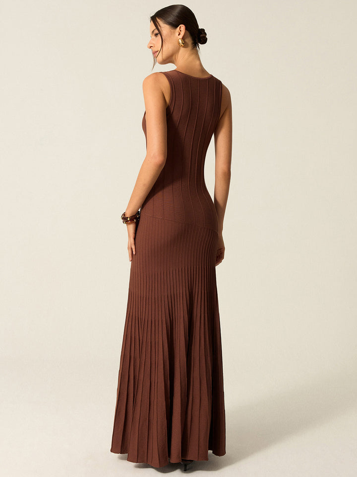 Robe Longue en Maille Côtelée