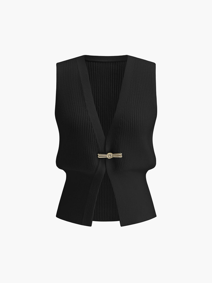 Gilet sans manches côtelé à boucle métallique