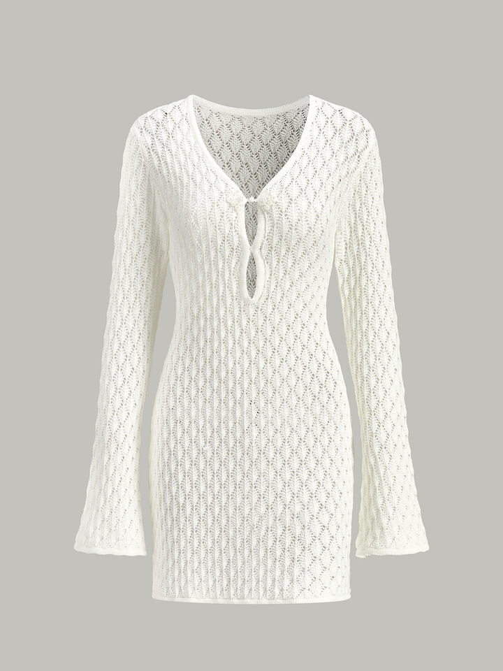 Robe Pull Maille Transparente avec Détail Découpé