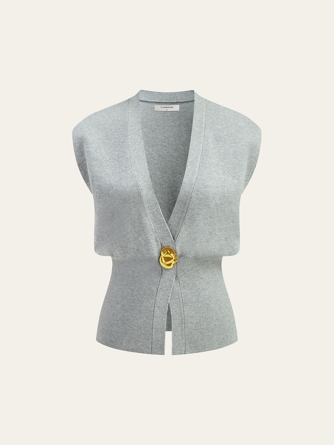 Gilet sans manches à col en V et boutons