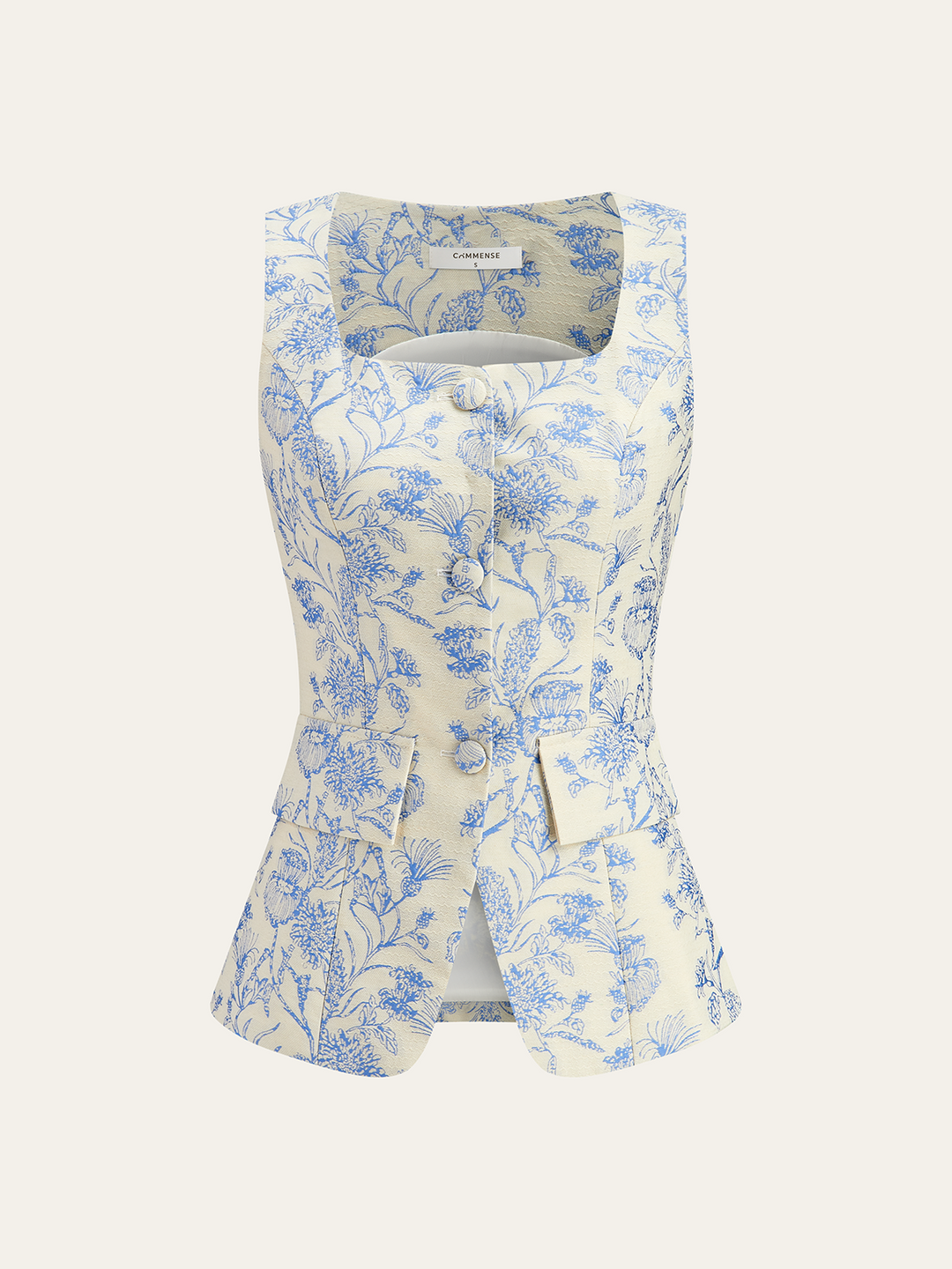 Ensemble Jupe Jacquard Col Carré Poches Décorées