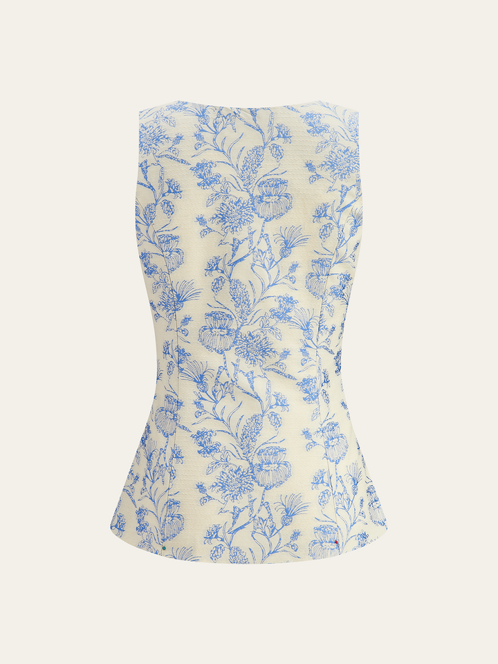 Ensemble Jupe Jacquard Col Carré Poches Décorées