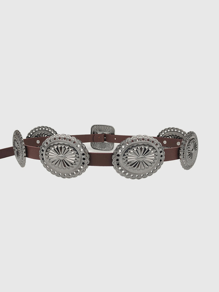 Ceinture en cuir avec boucle Concho vintage