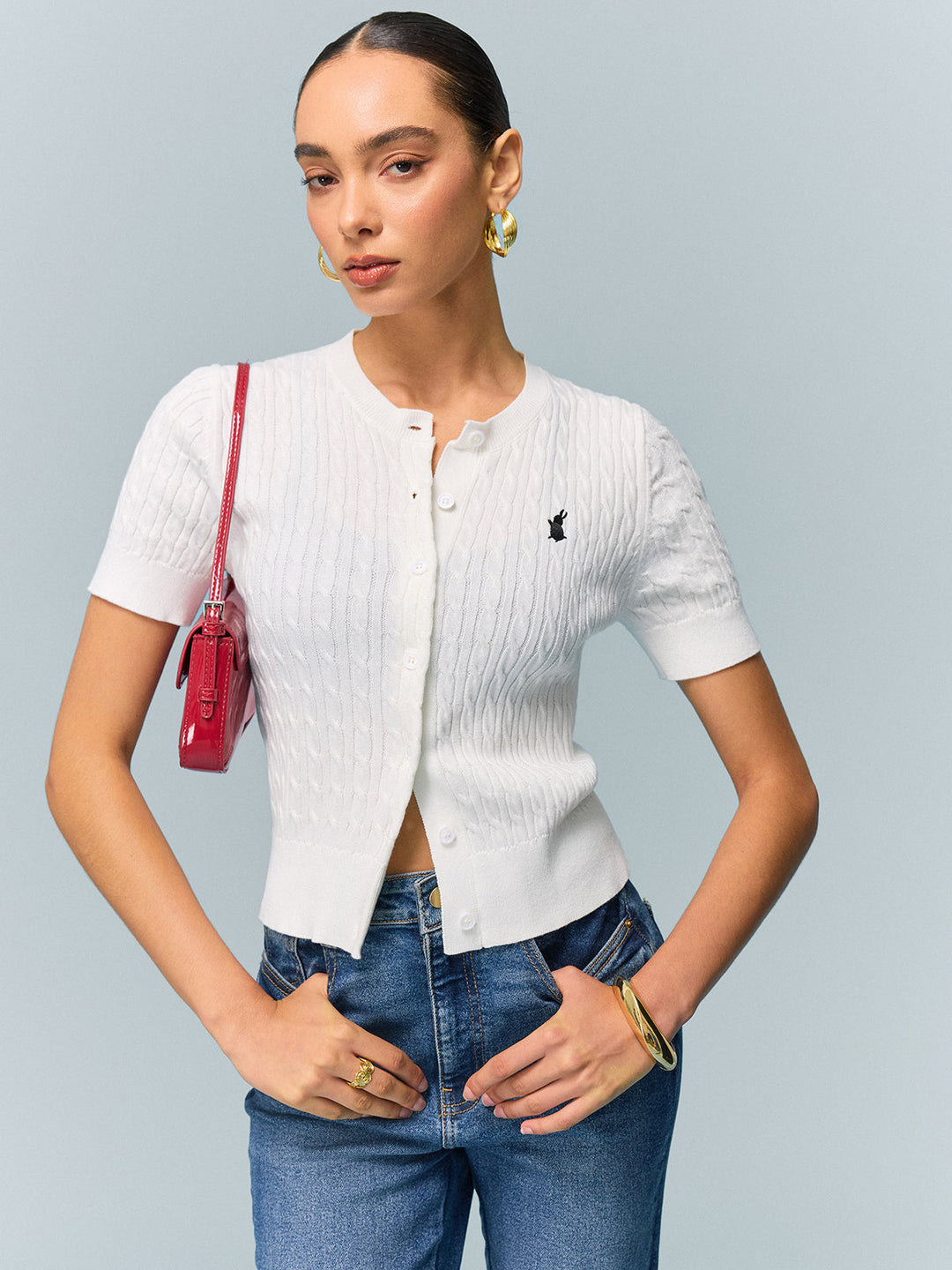 Haut court en tricot torsadé