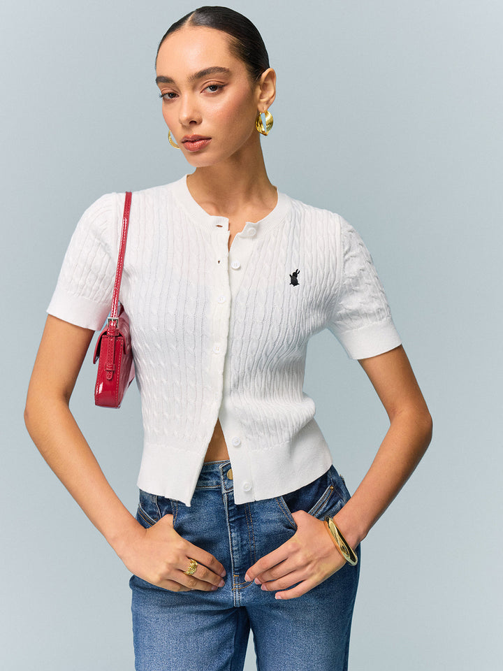 Haut court en tricot torsadé