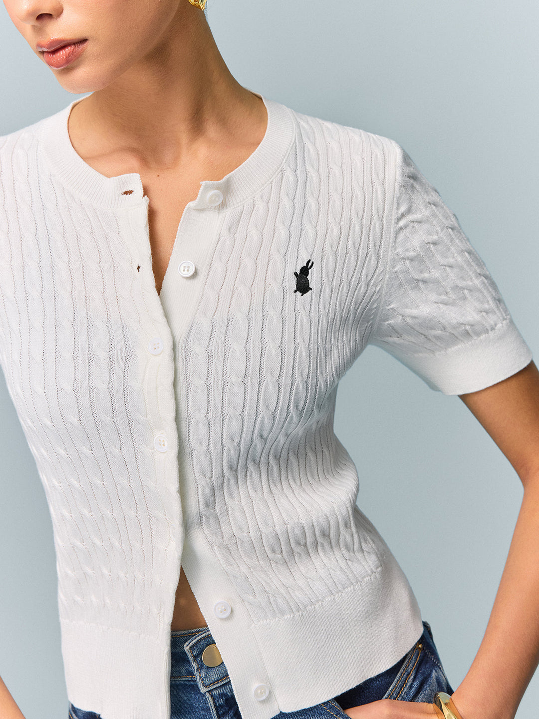 Haut court en tricot torsadé