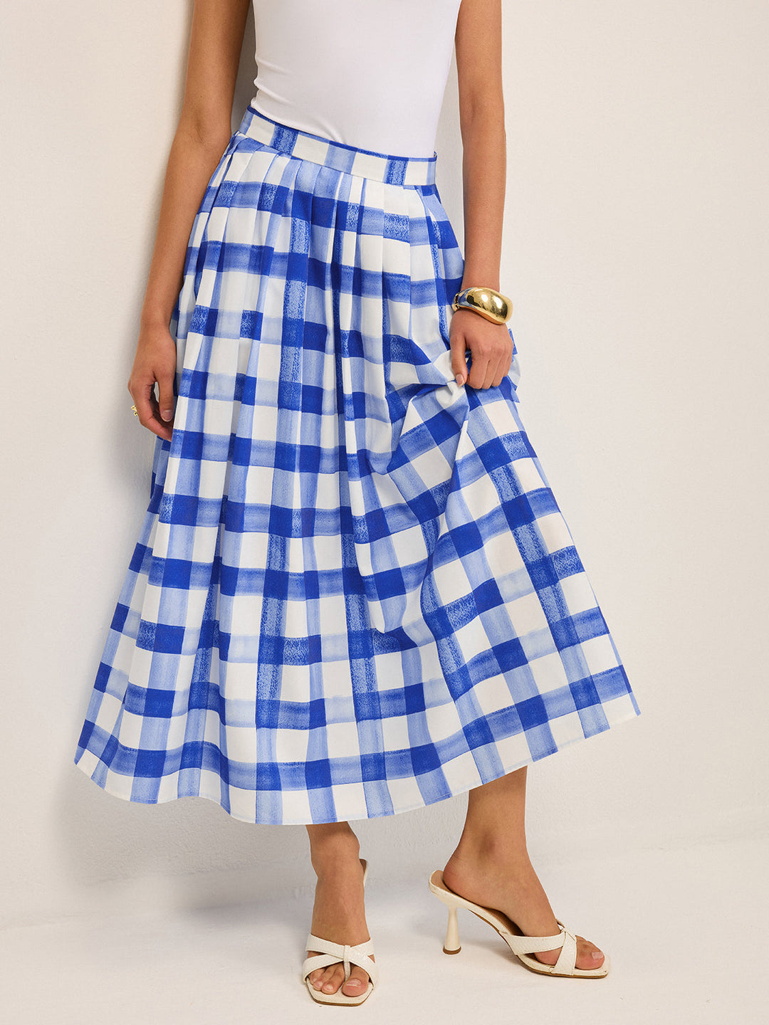Jupe Midi Vichy à Poches