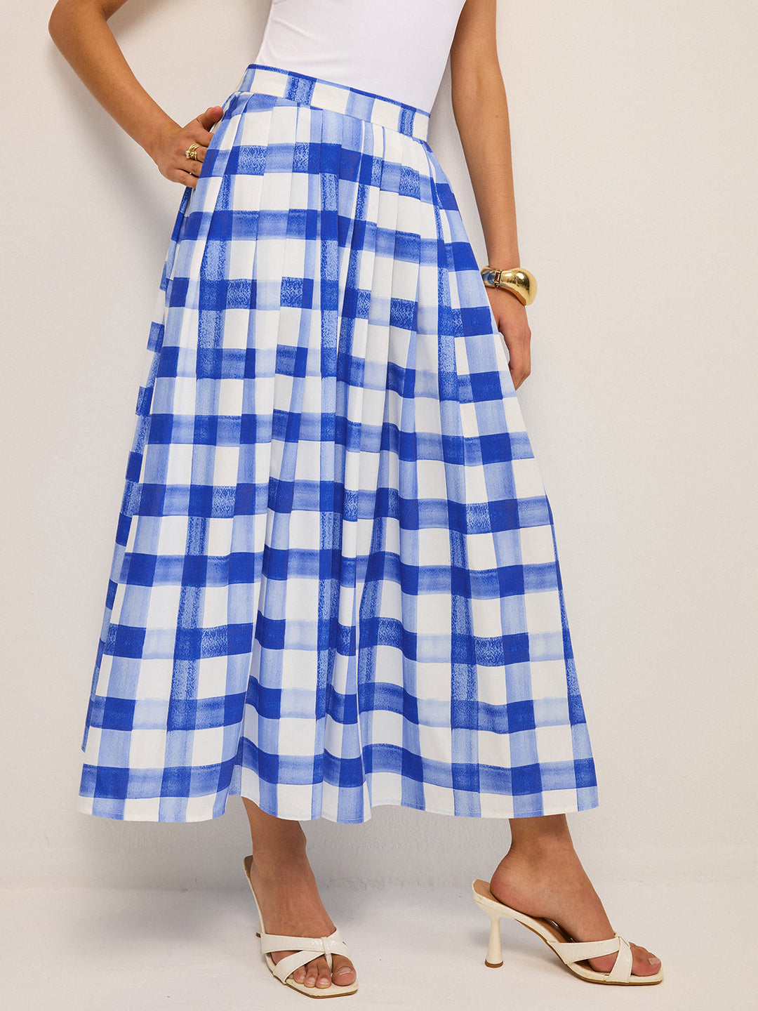 Jupe Midi Vichy à Poches
