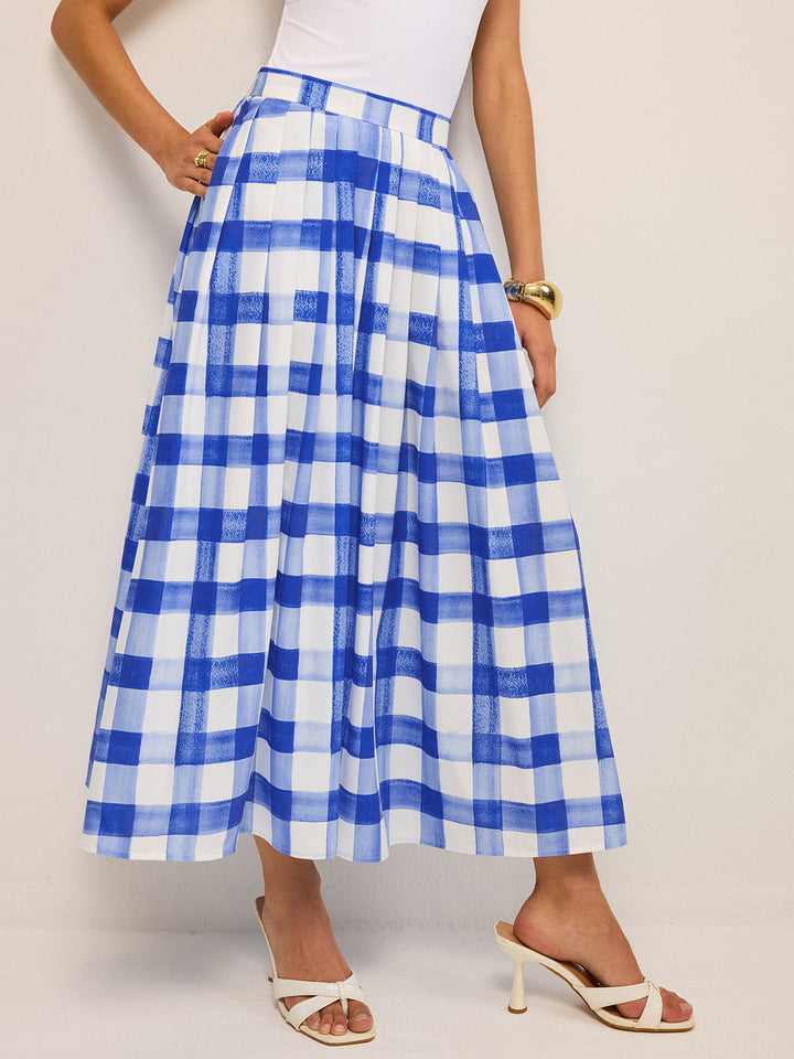 Jupe Midi Vichy à Poches