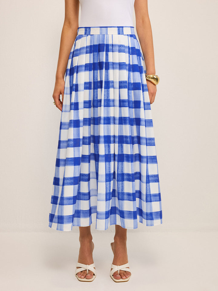 Jupe Midi Vichy à Poches