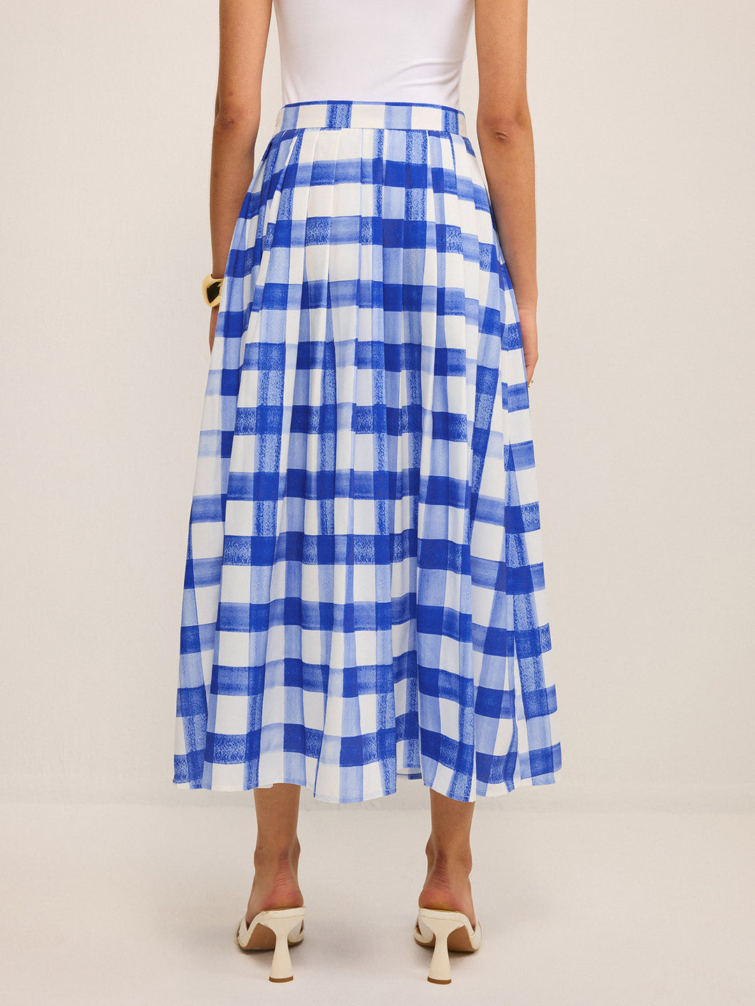 Jupe Midi Vichy à Poches