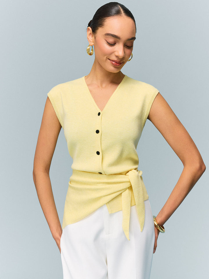 Haut en maille boutonné avec Options de Style Convertibles
