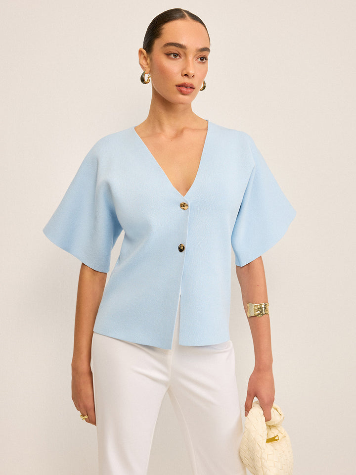 Cardigan en tricot boutonné en V