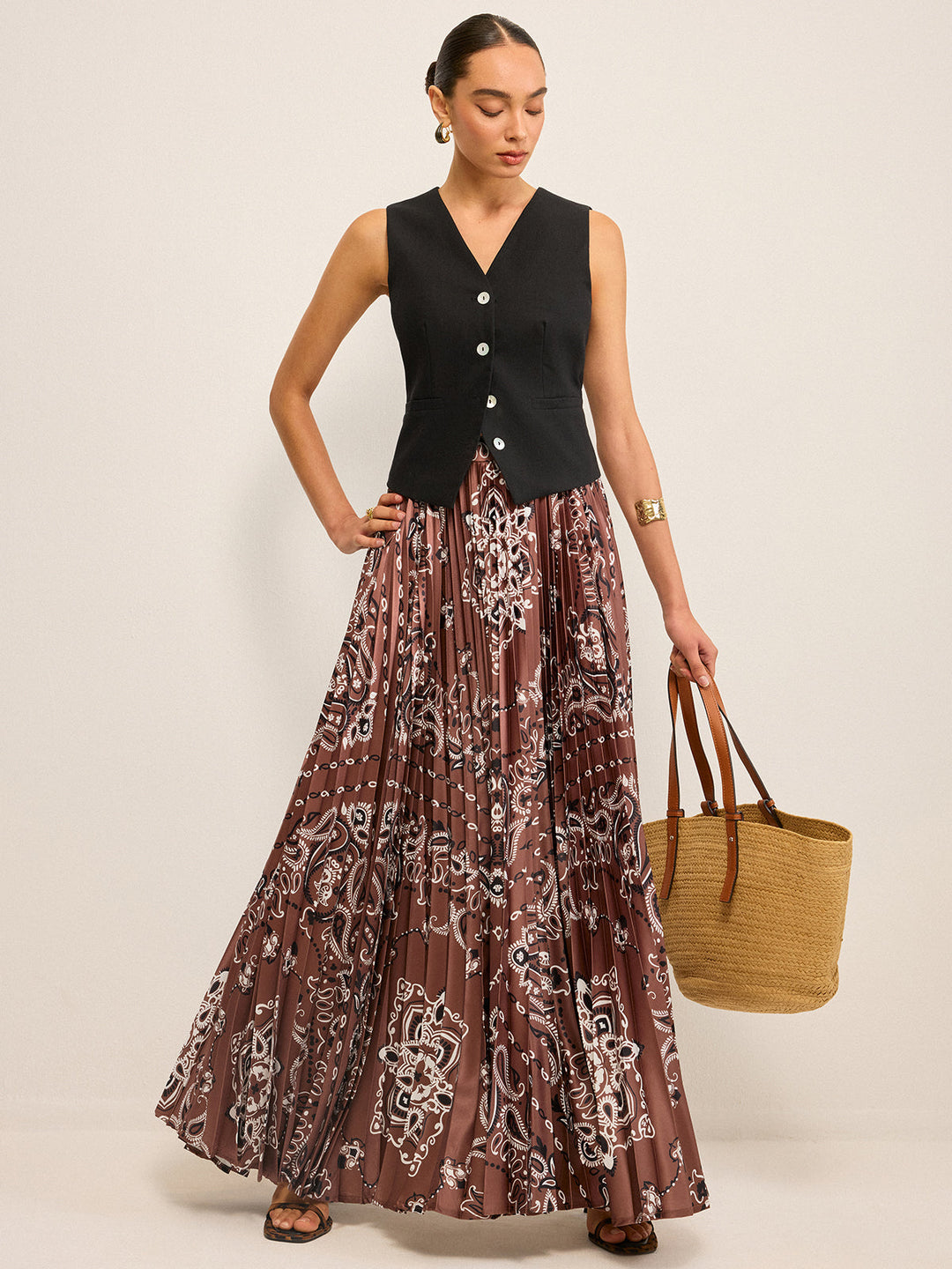 Jupe Maxi Plissée Bohème