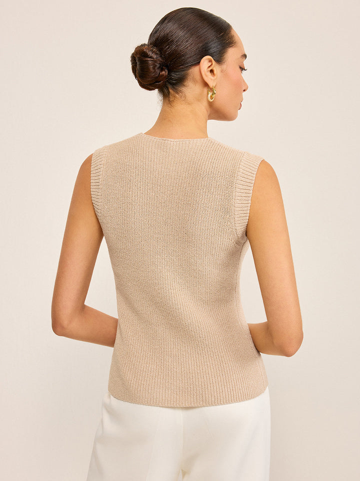Gilet Boutonné Tricoté Col en V