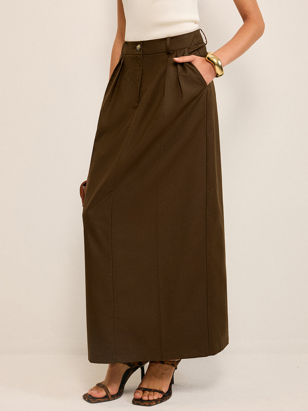 Jupe Longue Taille Haute à Poches