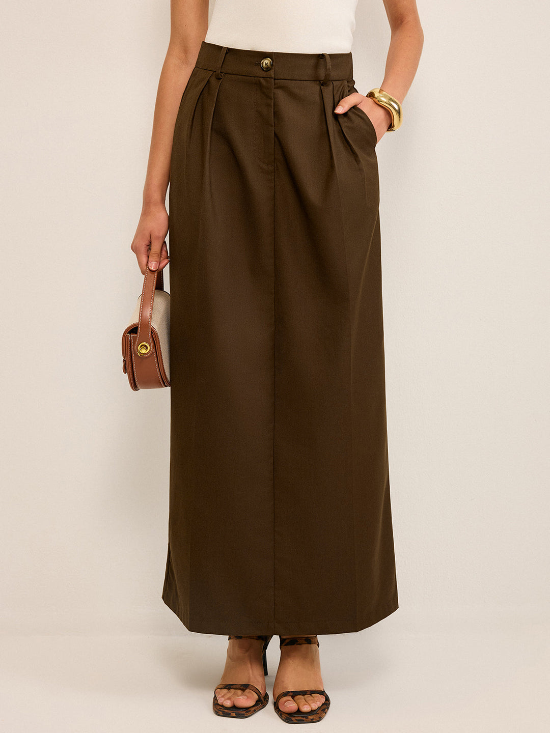 Jupe Longue Taille Haute à Poches