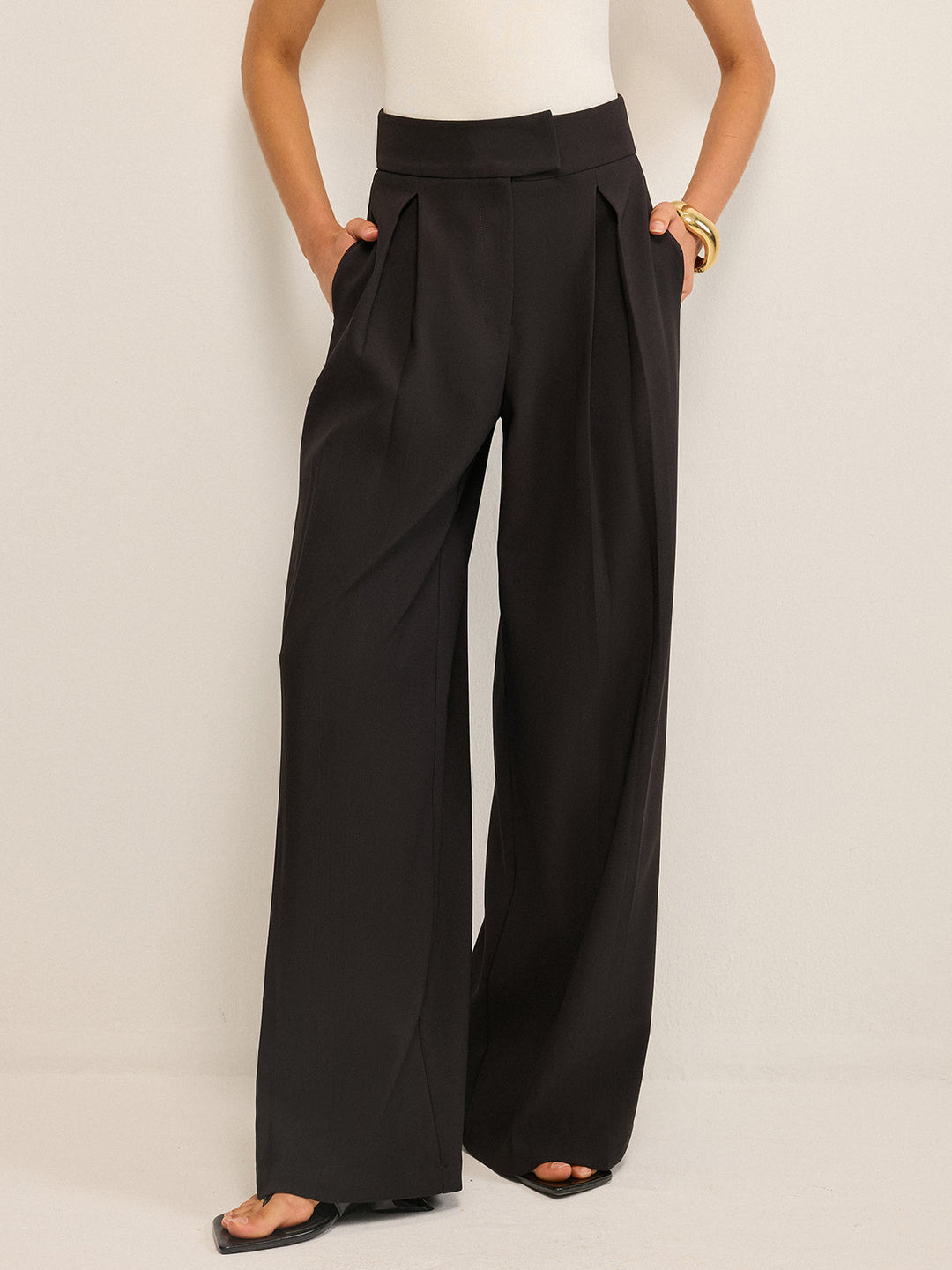 Pantalons évasés taille haute