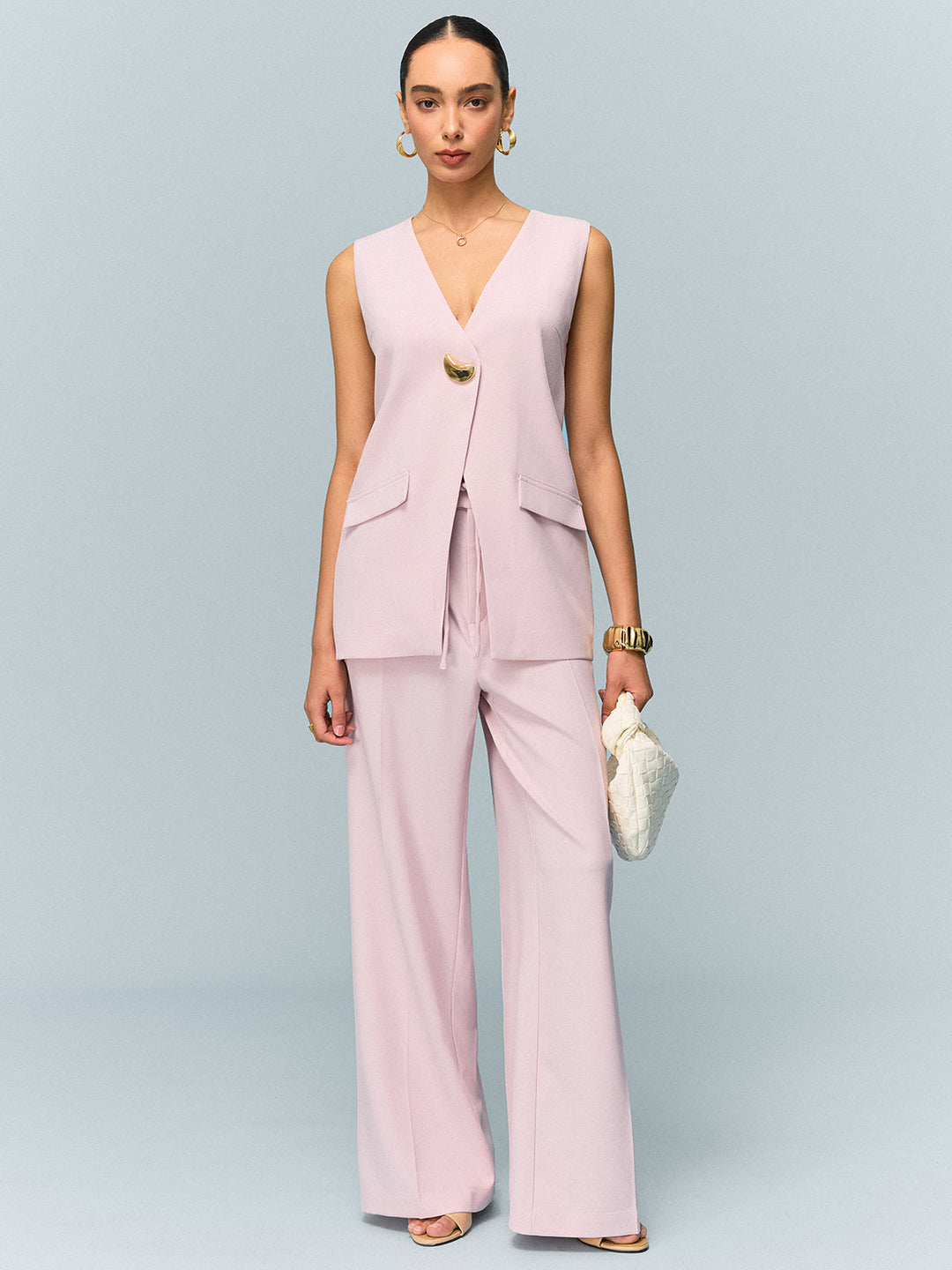Gilet boutonné à col en V