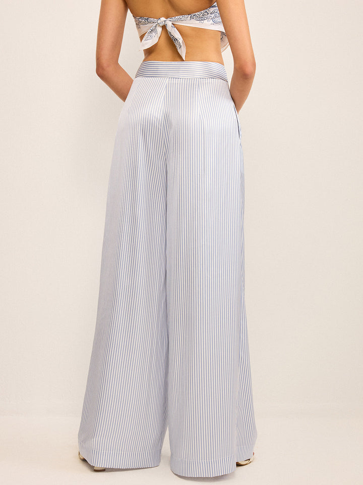 Pantalons Larges Taille Mi-Haute à Rayures