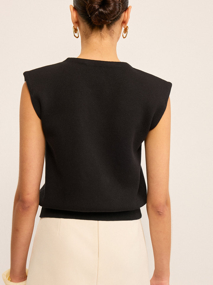Gilet en tricot à col en V et boutons en métal