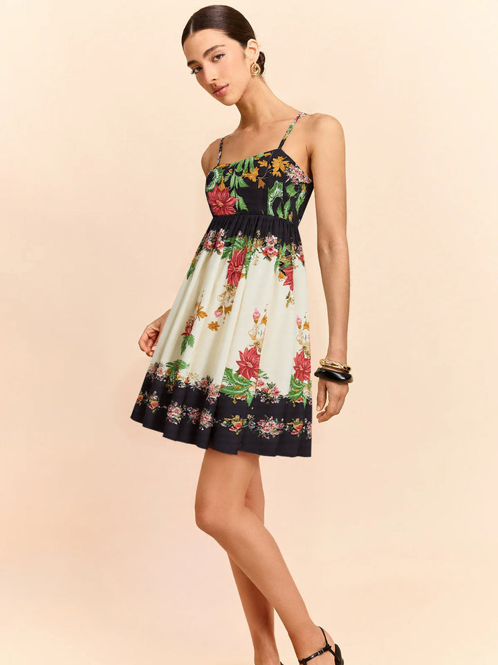 Robe Mini à Bretelles Spaghettis Imprimé Floral