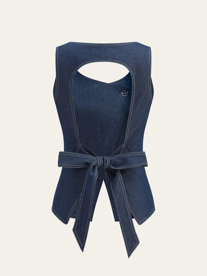 Gilet asymétrique à nœud boutonné